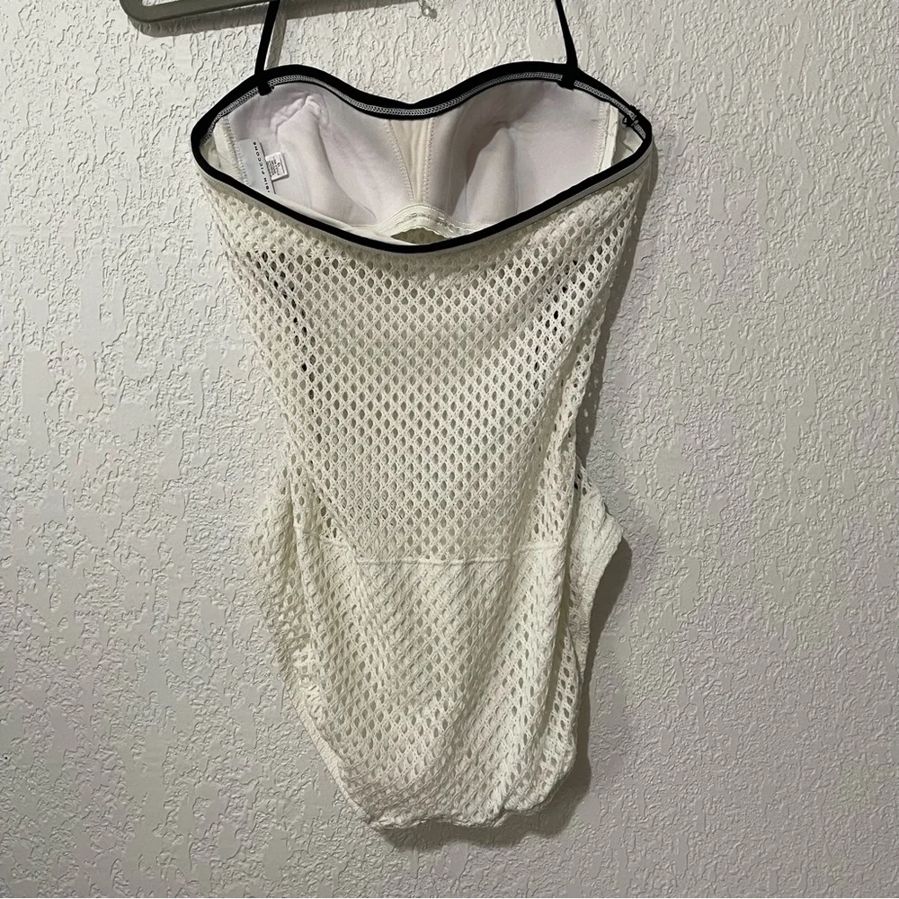 Robin Picone White Cameron Crochet Mesh One‎ Piece Bathing Suit Size 10